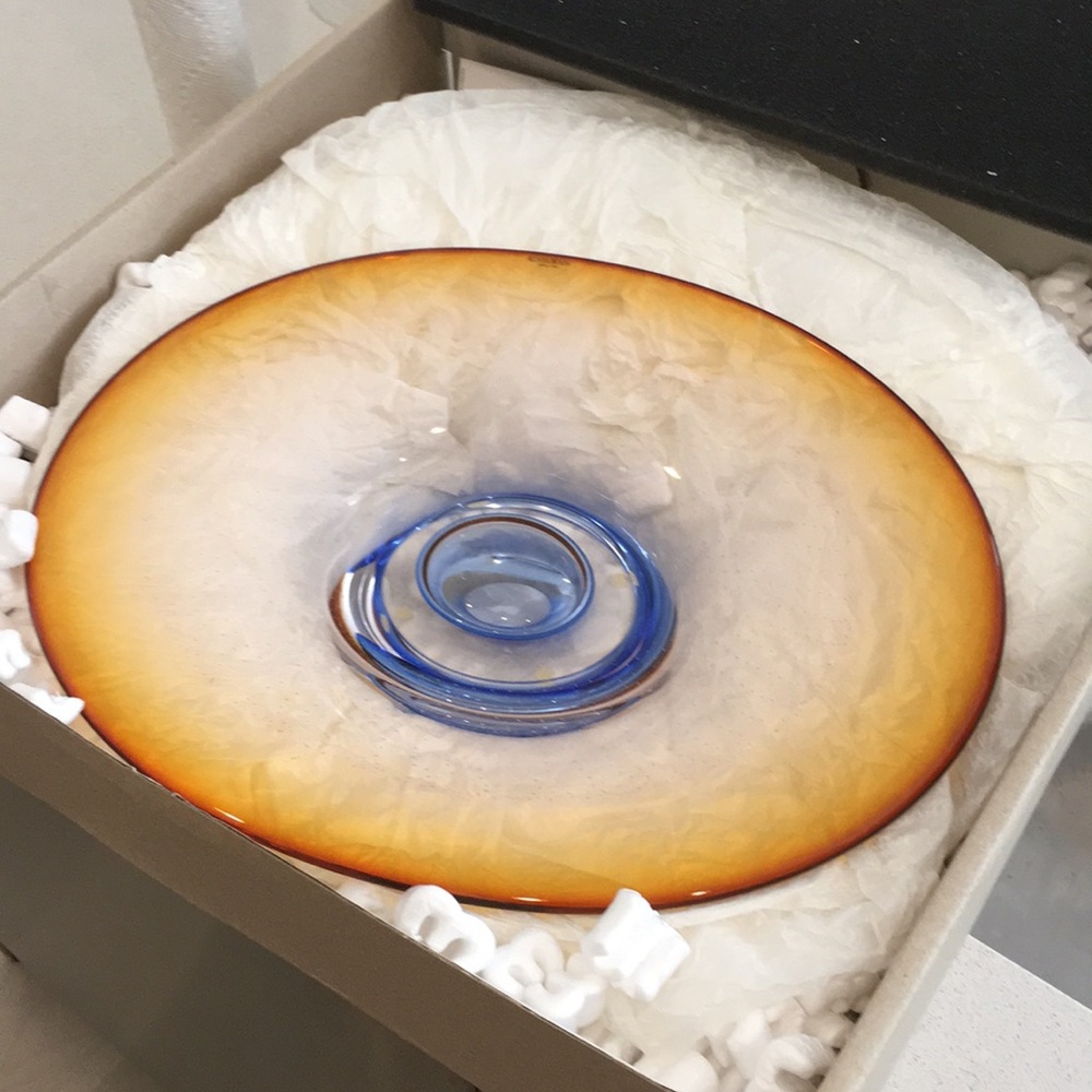 Kosta Boda  Göran Wärff color glass dish bowl plate